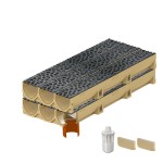 Set 6 rigole ACO Self Euroline din beton cu polimeri, grătar din fontă model Voronoi Diamant, B125, L=6m, lxh=11.8x10cm si accesorii